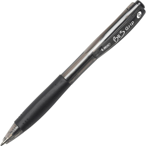 BIC BU3 Grip Retractable Ballpoint Pen, Medium Point (1.0mm), Black, Retractable Black Ballpoint Pens for School and Office, 36-Count
