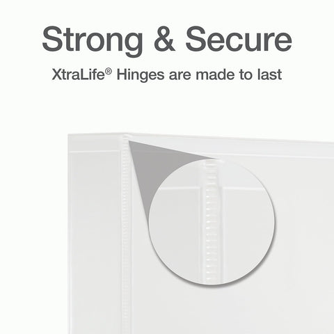 Cardinal 3 Ring Binder, 1.5 Inch Heavy Duty XtraLife Binder, Locking Slant-D Rings, Crack-Resistant Cover & Spine, ClearVue Covers, Holds 375 Sheets, PVC-Free, White (26310)