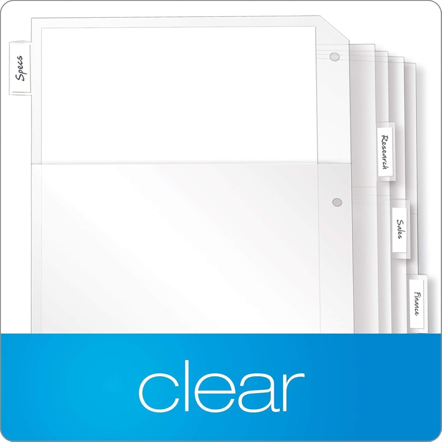 Tops Cardinal Plastic Binder Dividers w/ 5 Tabs & Pockets - Poly Index Dividers for 3 Ring Binder - Ideal for Organizing Documents, Photos, Files at Home, Office, & School - 1 Set of 5 Clear Dividers