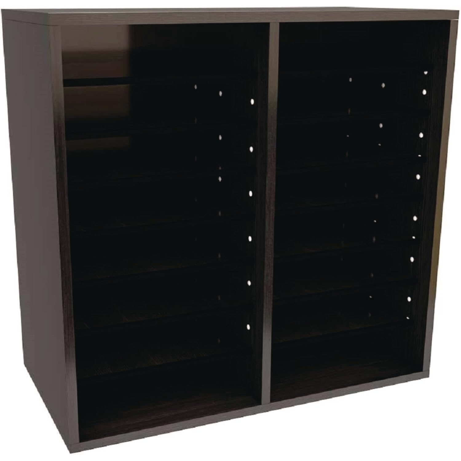 AdirOffice Wooden Adjustable organizerserature Organizer, 16 Compartment Office Mailbox, or Classroom Literature Organizer, Black