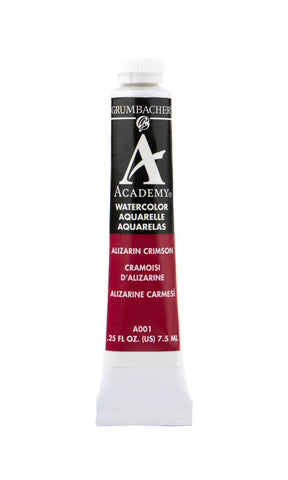 Grumbacher Academy Watercolor Paint, 7.5ml/0.25 Ounce, Alizarin Crimson (A001)