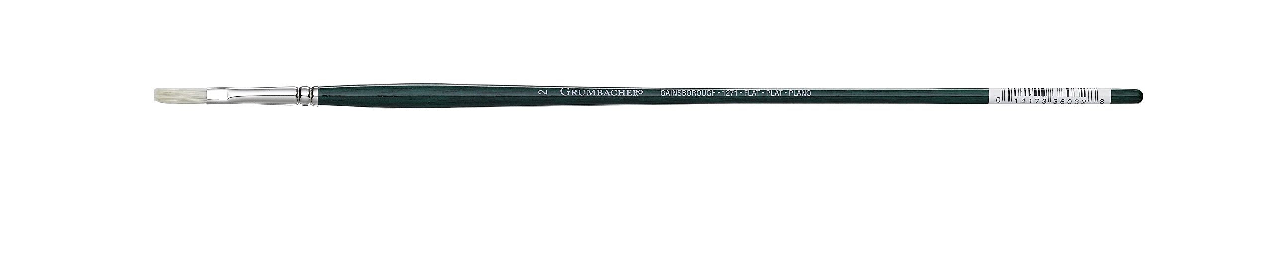Grumbacher Gainsborough Flat Oil and Acrylic Brush, Hog Bristle, Size 2 (1271F.2)