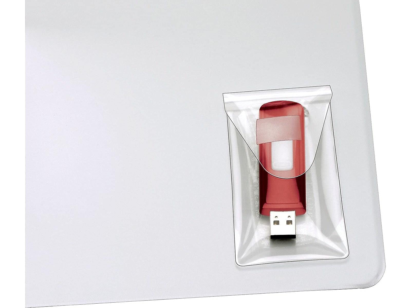 Cardinal HOLDit! USB Drive Pockets, 3-1/2" x 2", Clear, 6/Bag (21140)