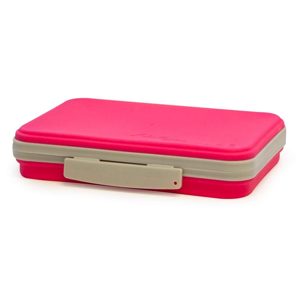 It's Academic Flexi Storage Box with Lid, Collapsible Pencil Case Design for Craft and School Supplies, Pink/Gray