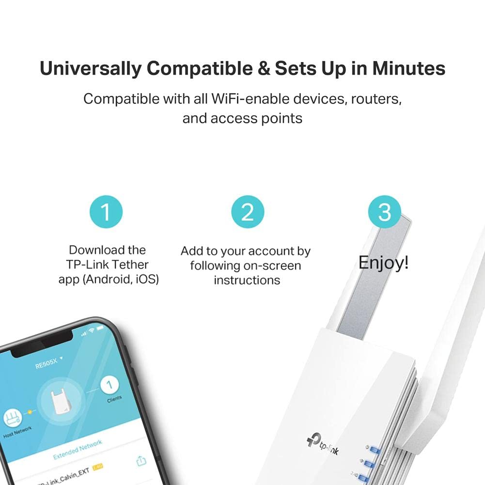 TP-Link AX1800 WiFi 6 Extender(RE605X)-Internet Booster, Covers up to 1500 sq.ft and 30 Devices,Dual Band Repeater up to 1.8Gbps Speed, AP Mode, Gigabit Port (Renewed)