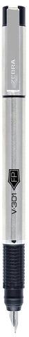 Zebra Pen V-301 Fountain Pen, Stainless-Steel Barrel, Fine Point, 0.7mm, Black Ink, 1-Pack with Refill (48111)