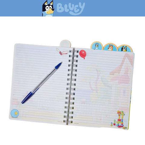Innovative Designs Bluey Tab Journal Notebook, Spiral Bound, 96 Lined Pages, 8 x 7 inches, Blue