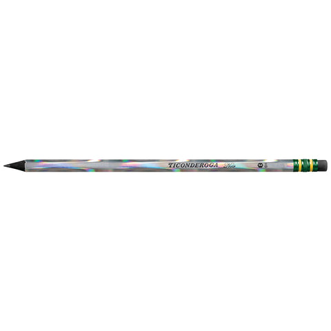 Ticonderoga Noir Black Wood-Cased #2 Pencils, Holographic Design, 12 Count