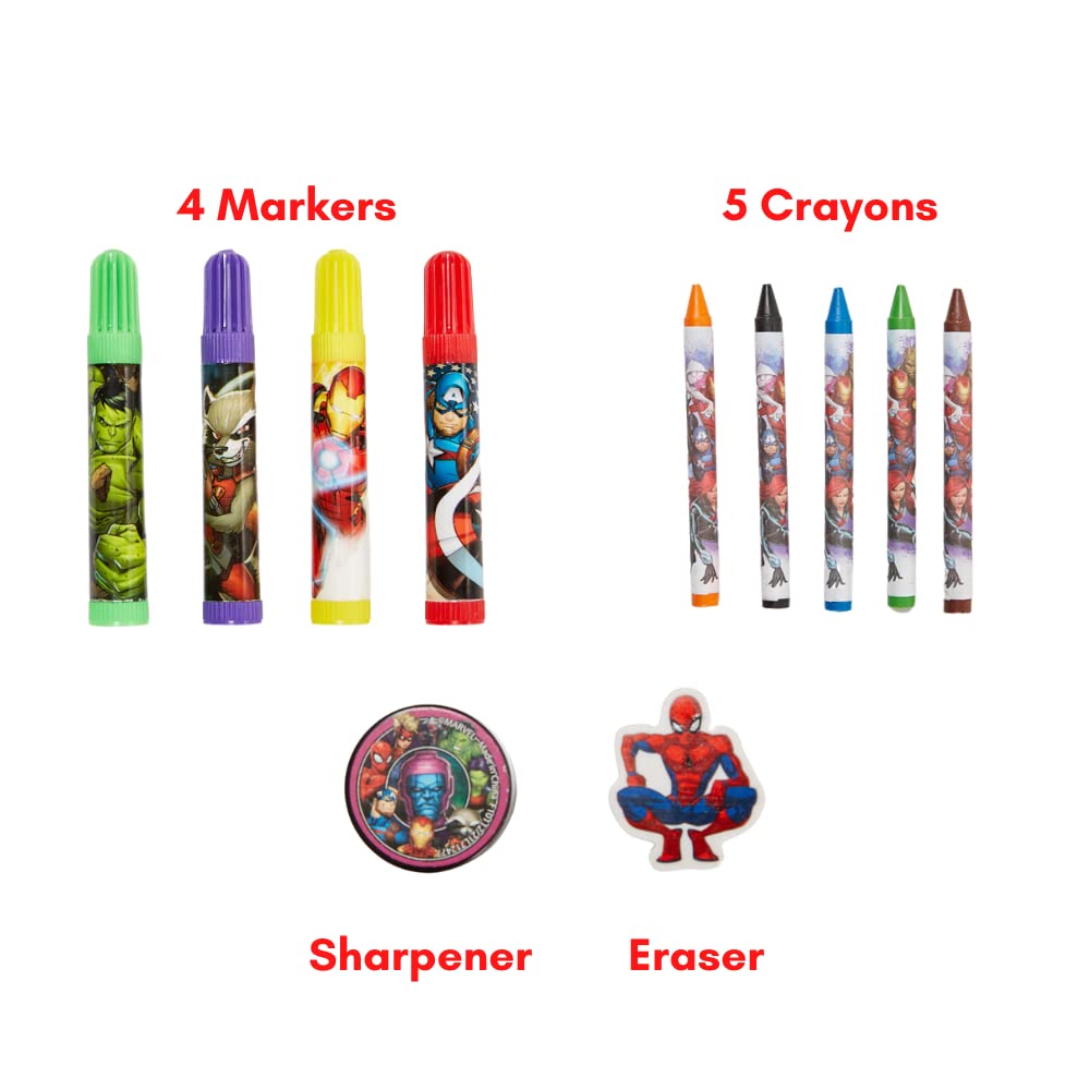 Innovative Designs Marvel Avengers Coloring Art and Sticker Set for Boys and Girls, 30 Pcs.