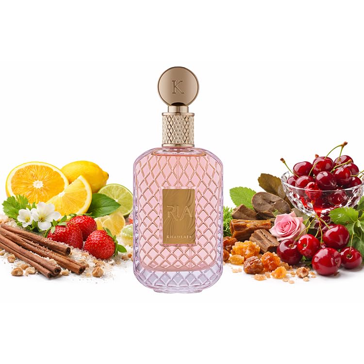 Khadlaj Ria – Fruity, Sweet, Fresh, Musky – Eau de Parfum Spray Long-Lasting Fragrance for Women, 3.4 Ounce / 100 ml