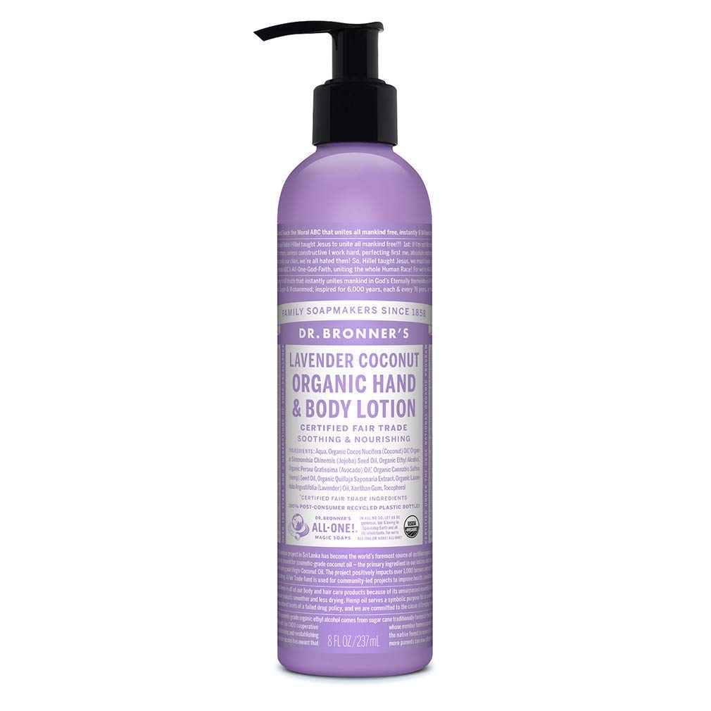 Dr. Bronner's Organic Lotion (Lavender Coconut, 8 Ounce) - Organic Moisturizer for Hands, Face & Body- Vegan, Non-GMO