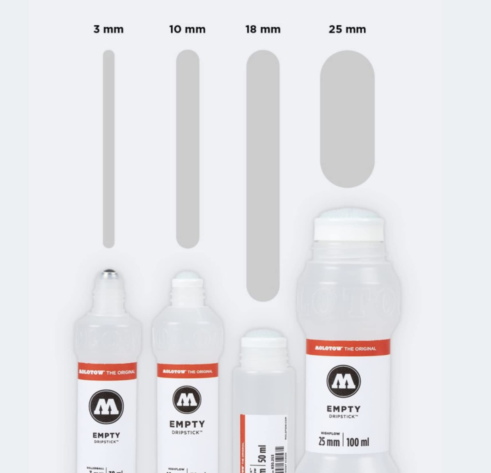 Molotow DRIPSTICK Empty Squeeze Bottle Marker, Reusable and Refillable with Any Paint Ink Color, 10mm Nib, Holds 70ml (830.203), Black