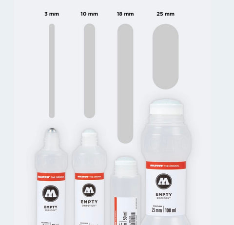 Molotow DRIPSTICK Empty Squeeze Bottle Marker, Reusable and Refillable with Any Paint Ink Color, 10mm Nib, Holds 70ml (830.203), Black