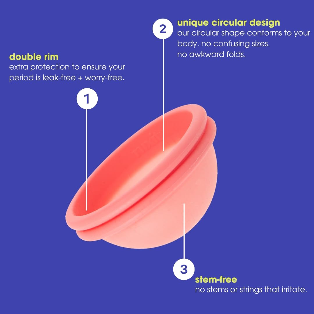 nixit Menstrual Disc | Ultra-Soft Medical-Grade Silicone | Reusable | Holds 2X Period Cup or 6 Tampons | 12-Hour Protection | Light & Heavy Flow | Menstrual Cup, Pad & Tampon Alternative