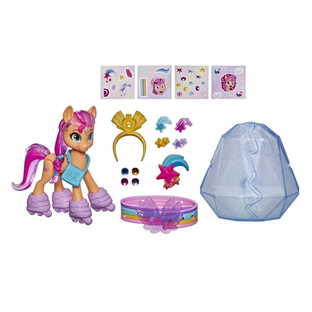 My Little Pony: A New Generation Movie Crystal Adventure Sunny Starscout - 3-Inch Orange Pony Toy, Surprise Accessories, Bracelet (Accessory Colors May Vary)