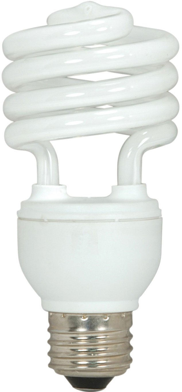 Satco S7236 20-Watt Medium Base T2 Mini Spiral, 5000K, 120V, Equivalent to 75-Watt Incandescent Lamp for Enclosed Fixtures,White