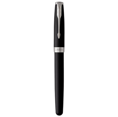 PARKER Sonnet Fountain Pen, Matte Black Lacquer with Palladium Trim, Fine Nib (1931521)