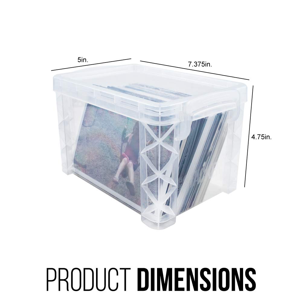 Advantus 40305 Super Stacker Storage Boxes, Hold 500 4 x 6 Cards, Plastic, Clear