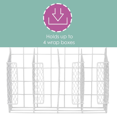 Home Basics Organizer Rust Resistant, Perfect for Food Storage, Silver Foil, Wax Paper, Sandwich Bags, Plastic Wrap-Mounts,White