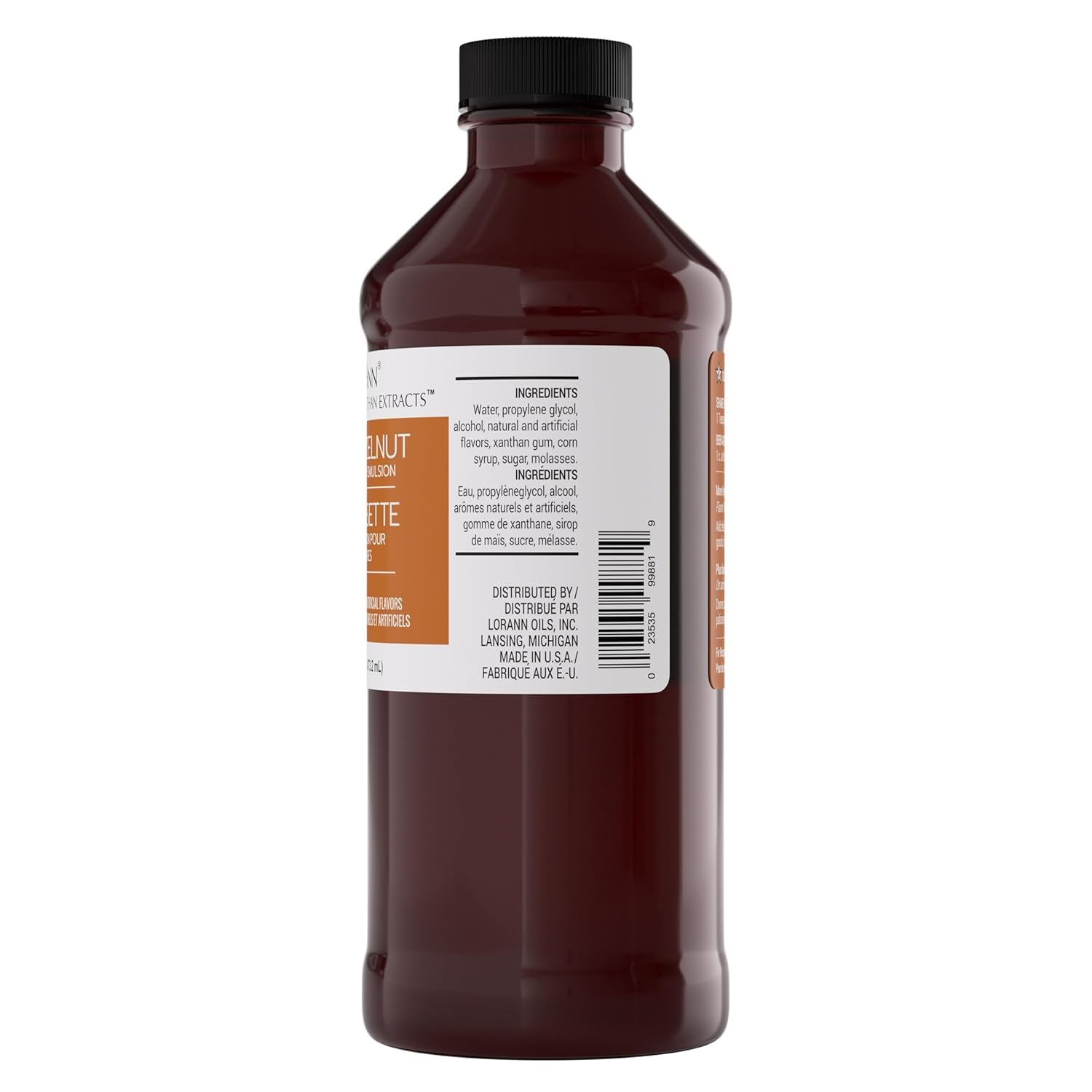 LorAnn Oils Hazelnut Bakery Emulsion: True Essence, Ideal for Boosting Fruit Tones in Cakes, Cookies & Desserts, Gluten-Free, Keto-Friendly, Extract Substitute Essential for Your Kitchen, 16 Oz