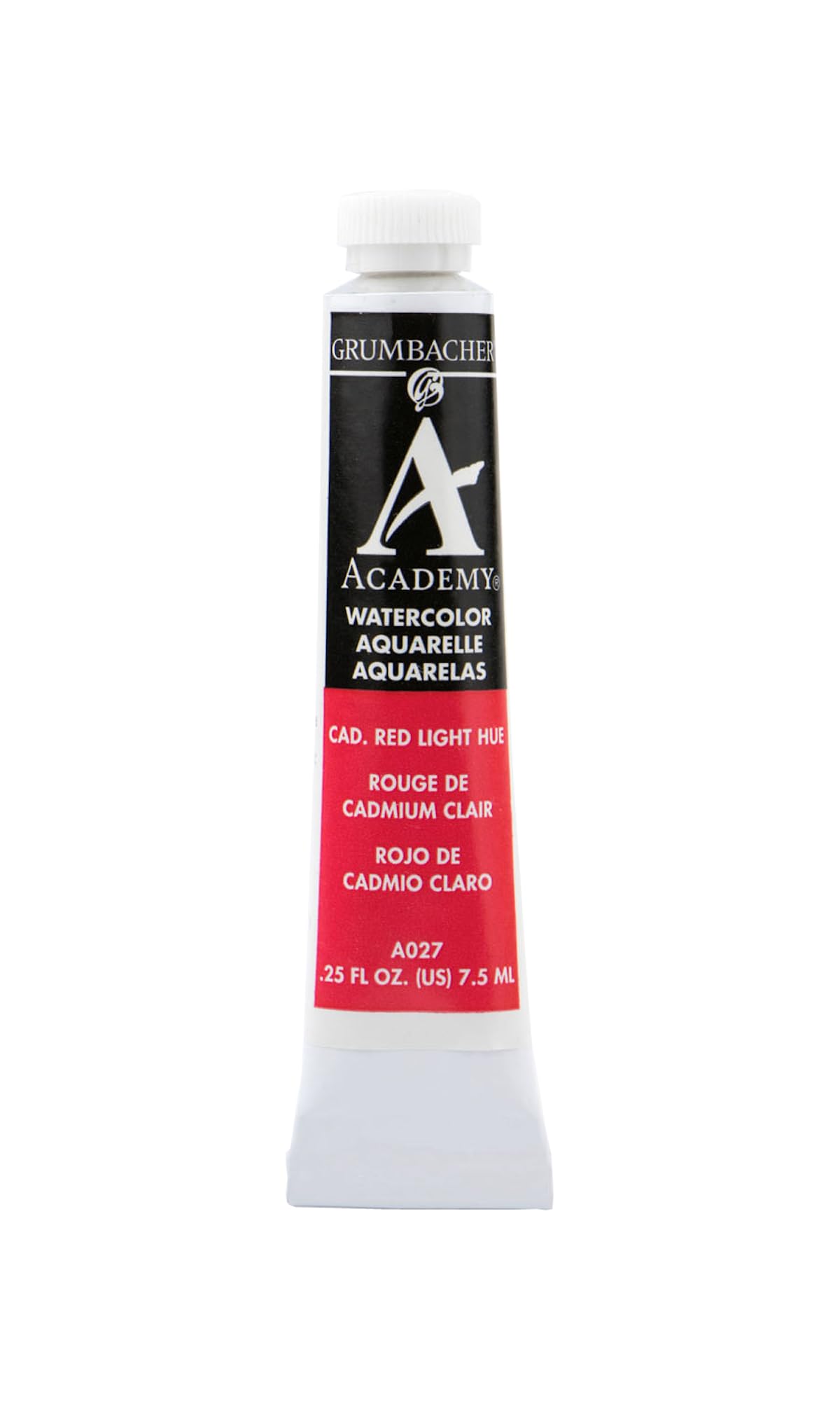 Grumbacher Academy Watercolor Paint, 7.5ml/0.25 Ounce, Cadmium Red Light Hue (A027)