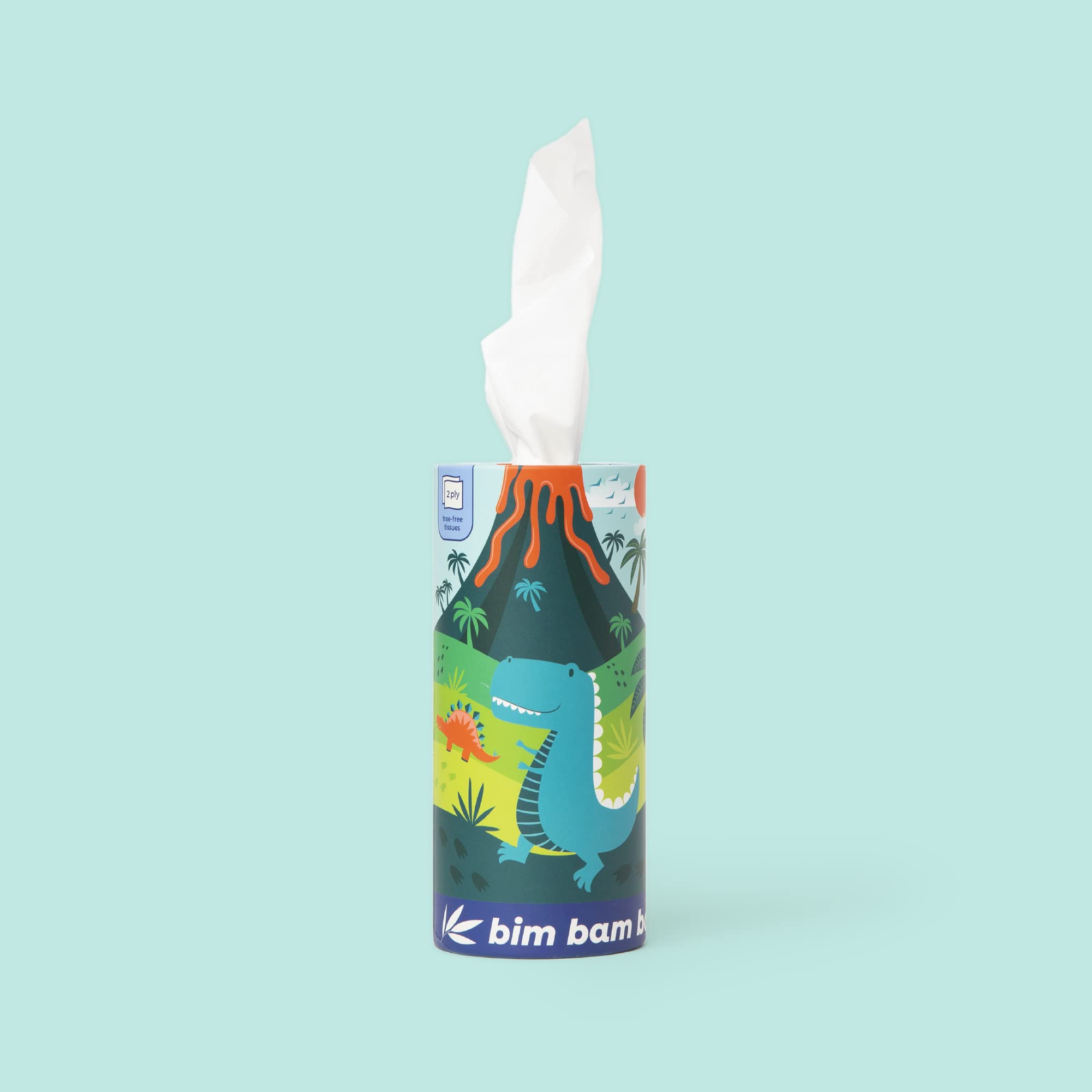 Bim Bam Boo 100% Bamboo Facial Tissue Tube, 3-ply Hypoallergenic Travel Tissues in Car Tissue Holder, 1 Eco-Friendly Cylinder Tissue Tube