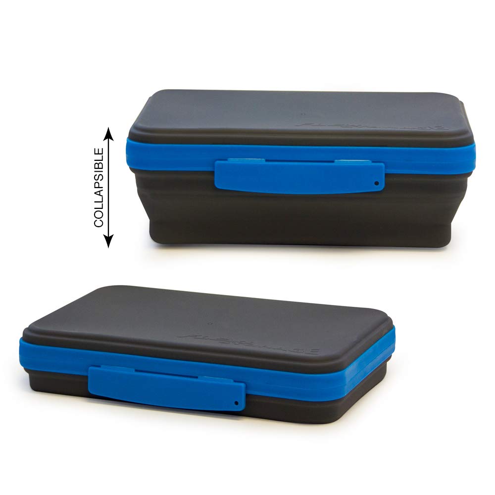 It's Academic Flexi Storage Box with Lid, Collapsible Pencil Case Design for Craft and School Supplies, Blue/Black
