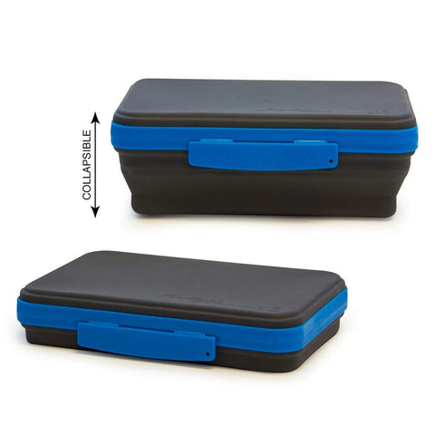 It's Academic Flexi Storage Box with Lid, Collapsible Pencil Case Design for Craft and School Supplies, Blue/Black