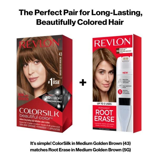 Revlon ColorSilk Hair Color [43] Medium Golden Brown 1 ea (Pack of 2)