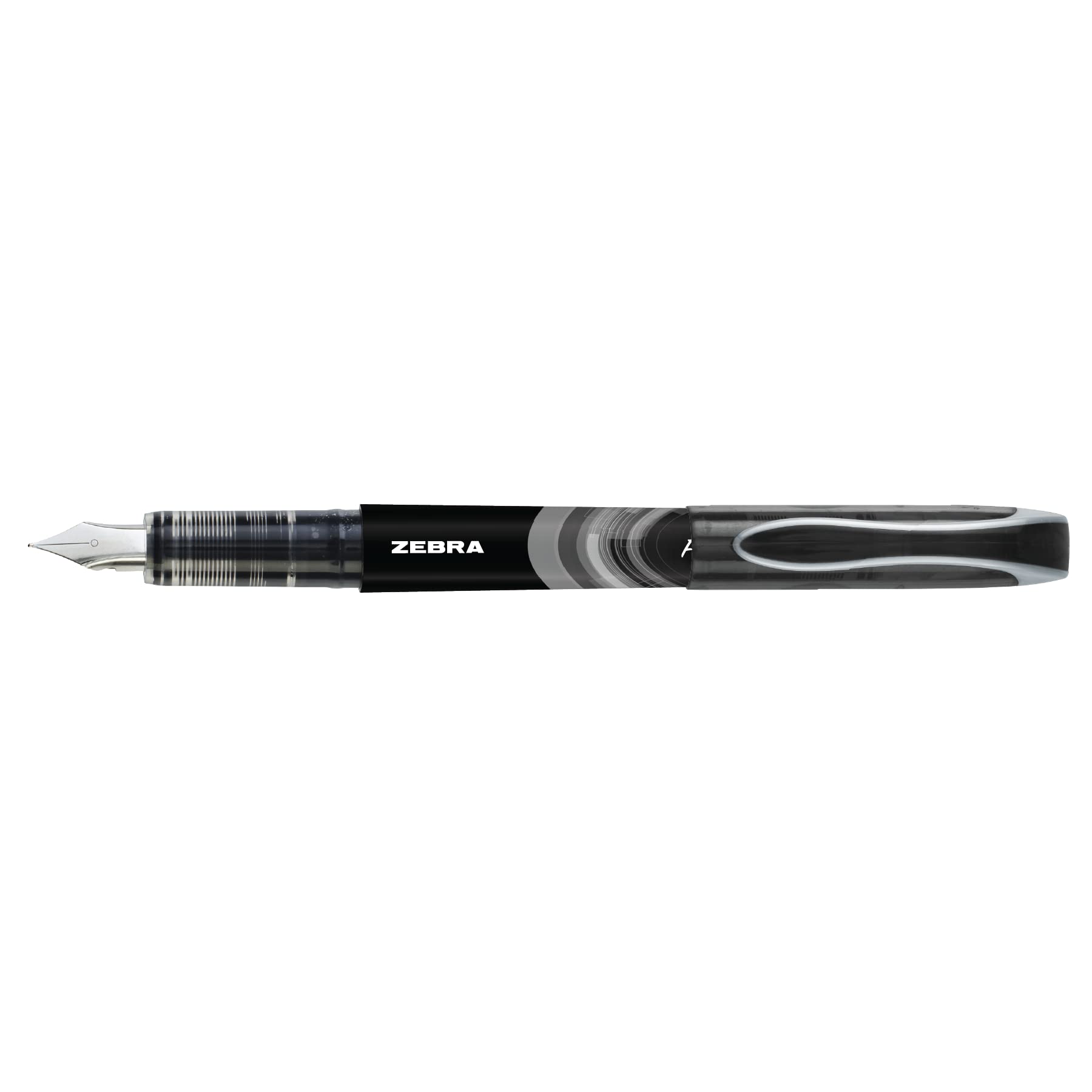 Zebra Pen, Fountain Pen, 0.6mm Fine Point, Stainless Steel Nib, Preloaded Black Ink, Smooth Ink Flow, Classic Black Barrels, No Cartridge Needed, 2-Pack (48312)