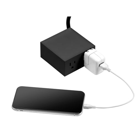 Bostitch Office Konnect Power Hub, Two Outlets Charging Station for Desktop, Shallow Tray Top, Black