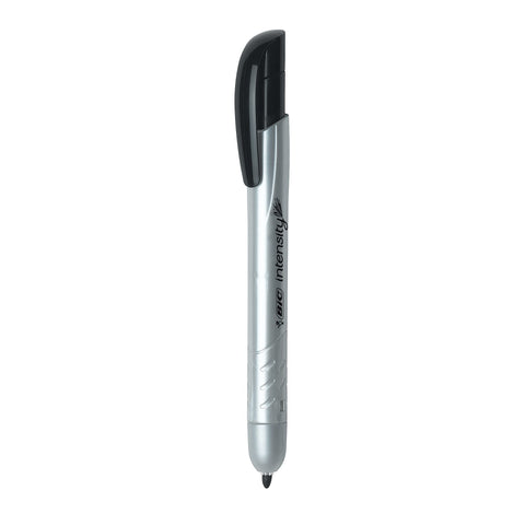 BIC Intensity Retractable Permanent Markers, Fine Point, Black, Pack Of 12 Markers