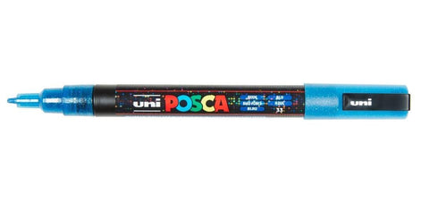 uni POSCA PC-3ML Water-Based Glitter Paint Markers, Reversible Fine Tip (0.9-1.3mm), Glitter Blue