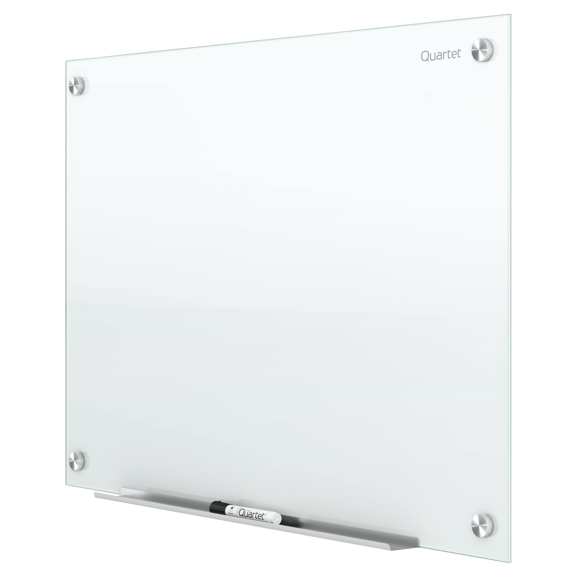 Quartet Whiteboard, Glass Dry Erase Board, Non-Magnetic, 48"W x 36"H, Infinity Frameless Mounting, White Surface, Accessory Tray, and 1 Dry Erase Marker (G4836NMW)