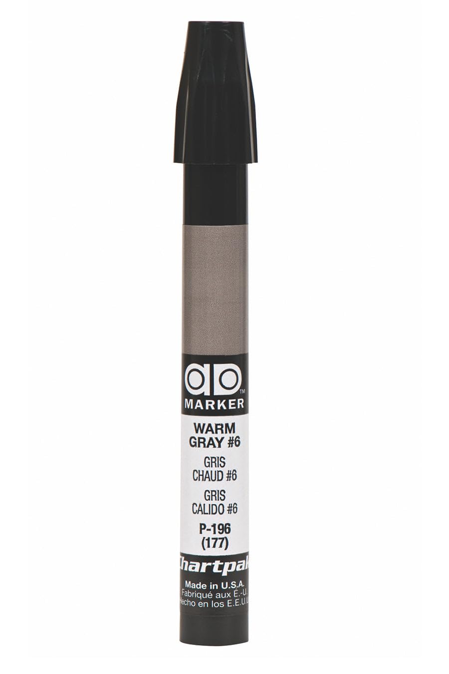 The Original Chartpak AD Marker, Tri-Nib, Warm Gray 6, 1 Each (P196)