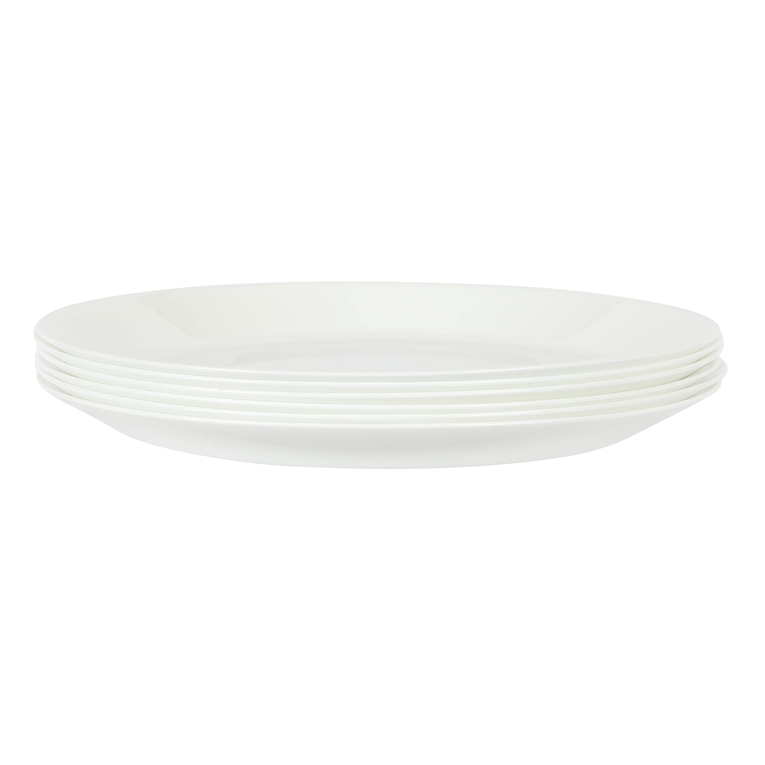 Gibson Home Ultra Round 6 Pieces 10 Inch Opal Glass Crack and Chip Resistant Dishes, Lightweight Round Dinnerware Set Plates, Microwave & Dishwasher Safe
