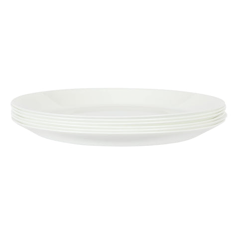 Gibson Home Ultra Round 6 Pieces 10 Inch Opal Glass Crack and Chip Resistant Dishes, Lightweight Round Dinnerware Set Plates, Microwave & Dishwasher Safe