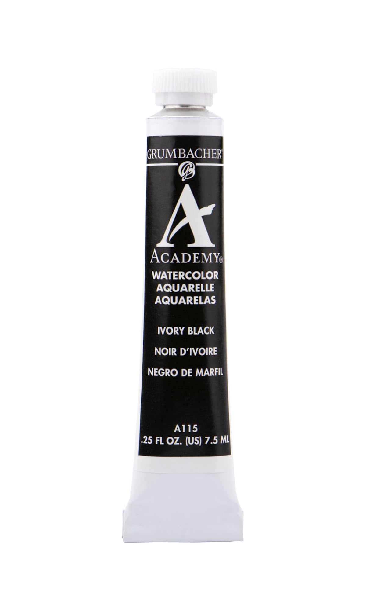 Grumbacher Academy Watercolor Paint, 7.5ml/0.25 Ounce, Ivory Black (A115)