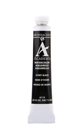 Grumbacher Academy Watercolor Paint, 7.5ml/0.25 Ounce, Ivory Black (A115)