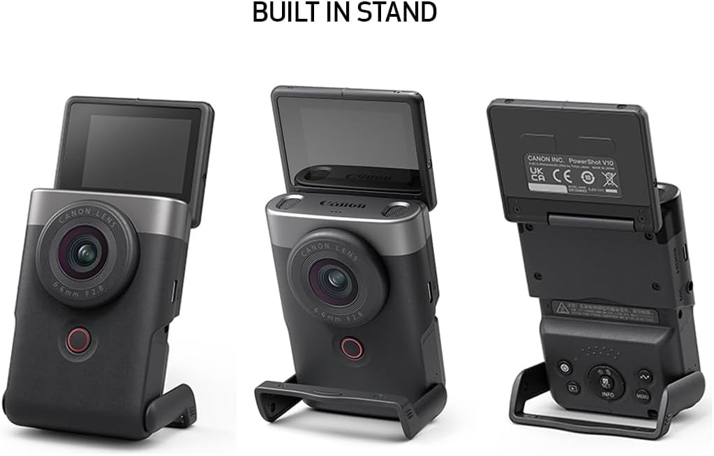 Canon PowerShot V10 Compact Vlogging Camera, 1" CMOS Sensor, 4K Video Streaming, Built‑in Wide‑Angle Zoom Lens, Flip‑LCD & Stereo Mic, Image Stabilization, Creator Studio in Your Pocket, Black
