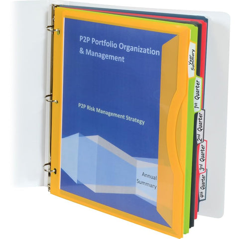 C-Line 5-Tab Binder Pockets with Write-On Index Tabs, Assorted Colors, 8.5 x 11 Inches, 5 Pockets per Set (06650)