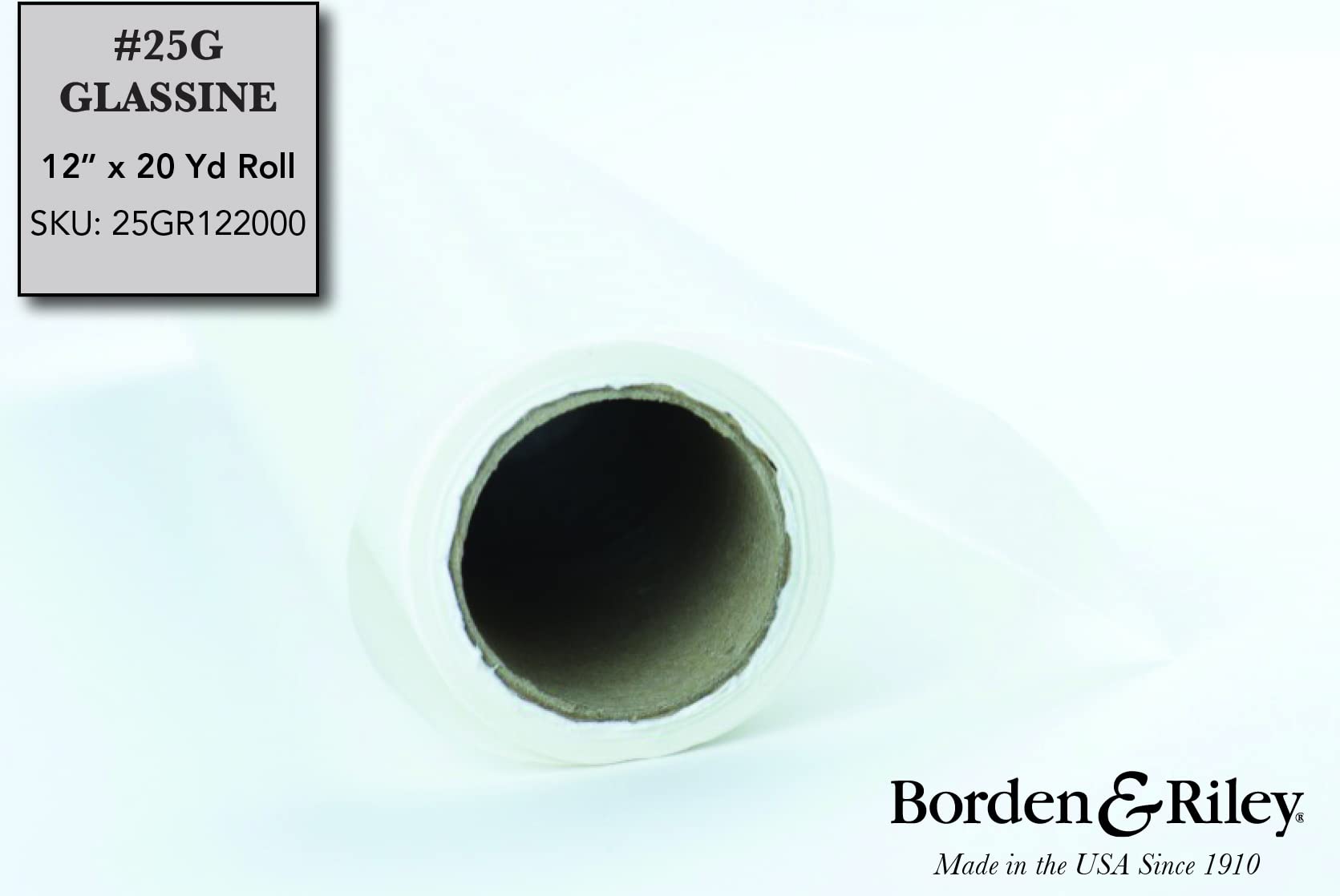Borden & Riley #25G Glassine Paper Roll, 25 lb., 12" x 20 Yards per Roll, White, 1 Roll Each (25GR122000)