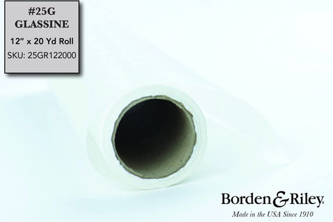 Borden & Riley #25G Glassine Paper Roll, 25 lb., 12" x 20 Yards per Roll, White, 1 Roll Each (25GR122000)