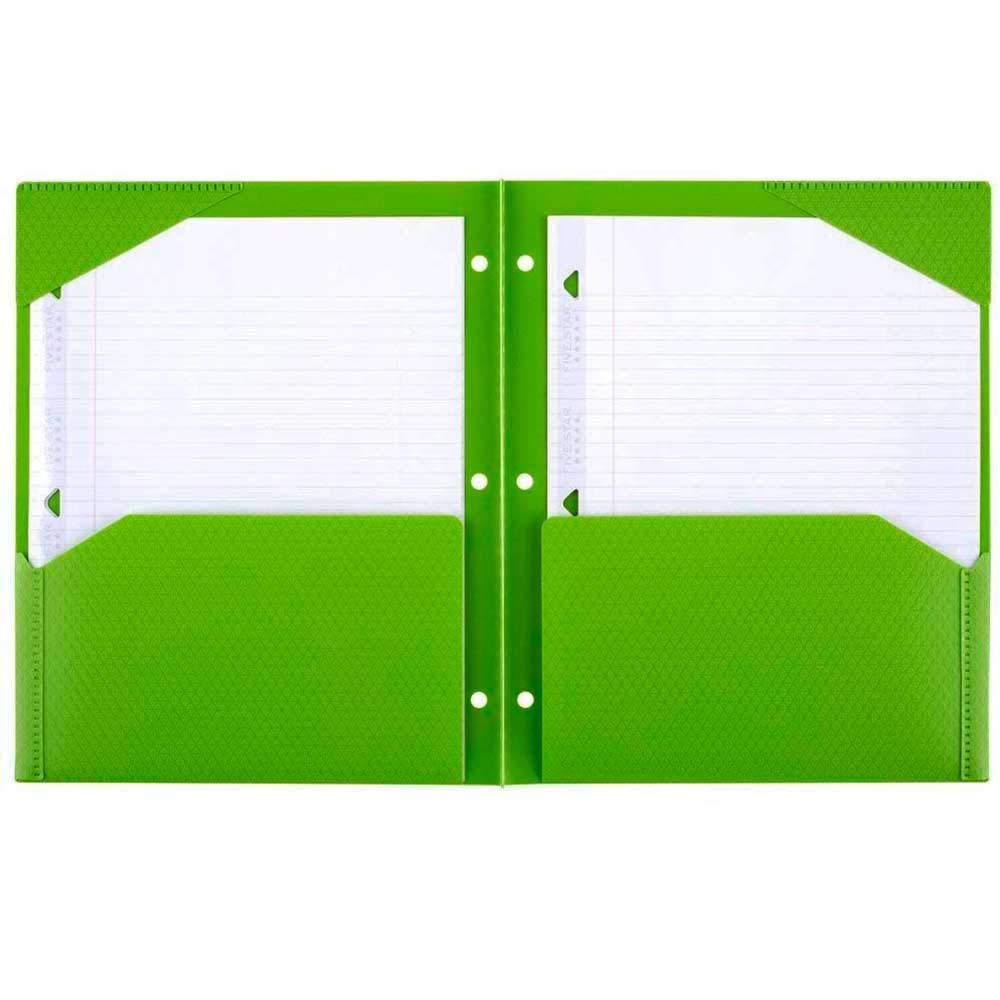 Five Star 2 Pocket Folders, Stay-Put Folders, Plastic Colored Folders with Pockets & Prong Fasteners for 3-Ring Binders, Assorted - Color Selected For You, 1 Count (33342)