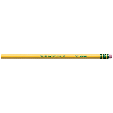 Ticonderoga Wood-Cased Pencils, Unsharpened, 2 HB Soft, Yellow, 12 Count