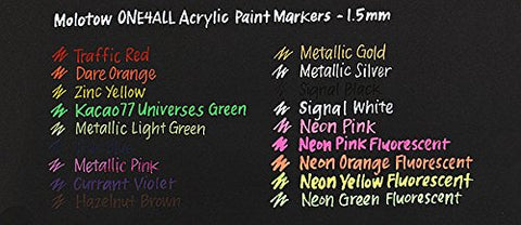 MOLOTOW ONE4ALL Acrylic Paint Marker, 1.5mm, Metallic Pink, 1 Each (127.503)