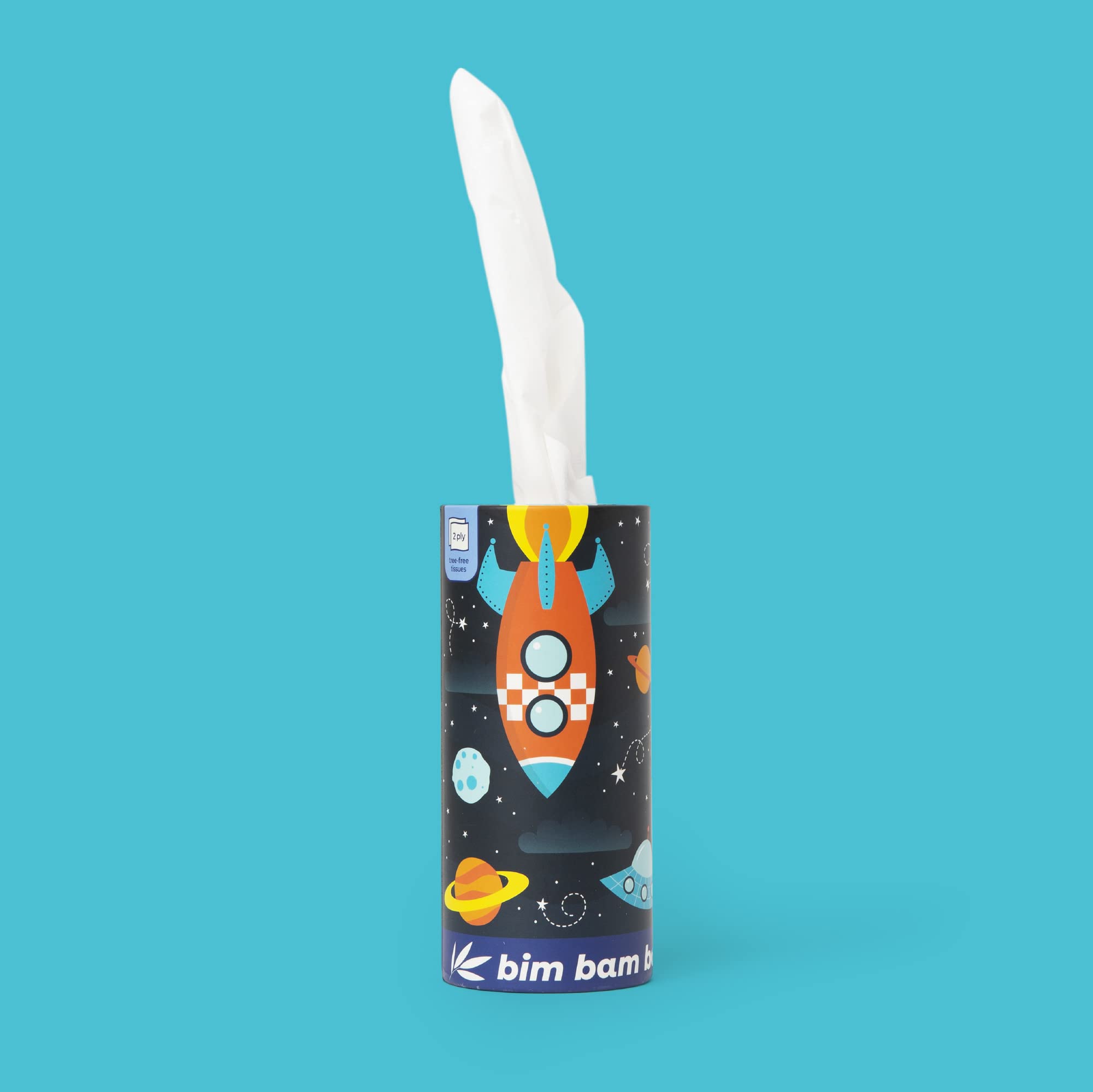 Bim Bam Boo 100% Bamboo Facial Tissue Tube, 3-ply Hypoallergenic Travel Tissues in Car Tissue Holder, 1 Eco-Friendly Cylinder Tissue Tube