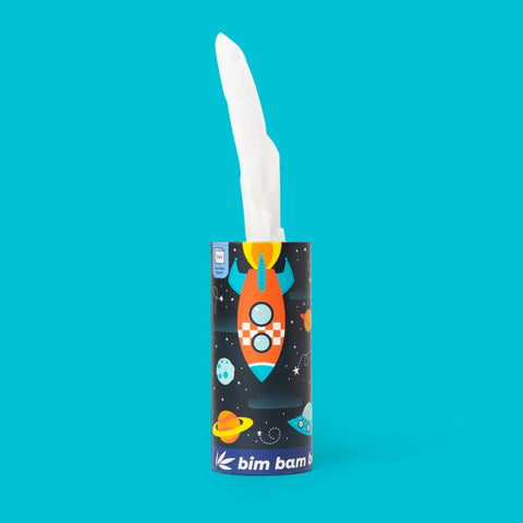 Bim Bam Boo 100% Bamboo Facial Tissue Tube, 3-ply Hypoallergenic Travel Tissues in Car Tissue Holder, 1 Eco-Friendly Cylinder Tissue Tube