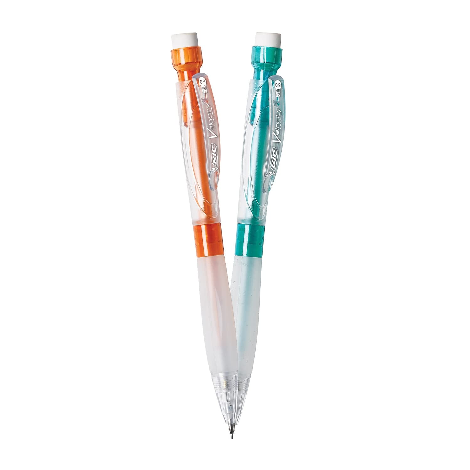 BIC Velocity Max Mechanical Pencils, With Colorful Barrel, Medium Point (0.7mm), 2-Count Pack Mechanical Pencils With Erasers and Lead Refills