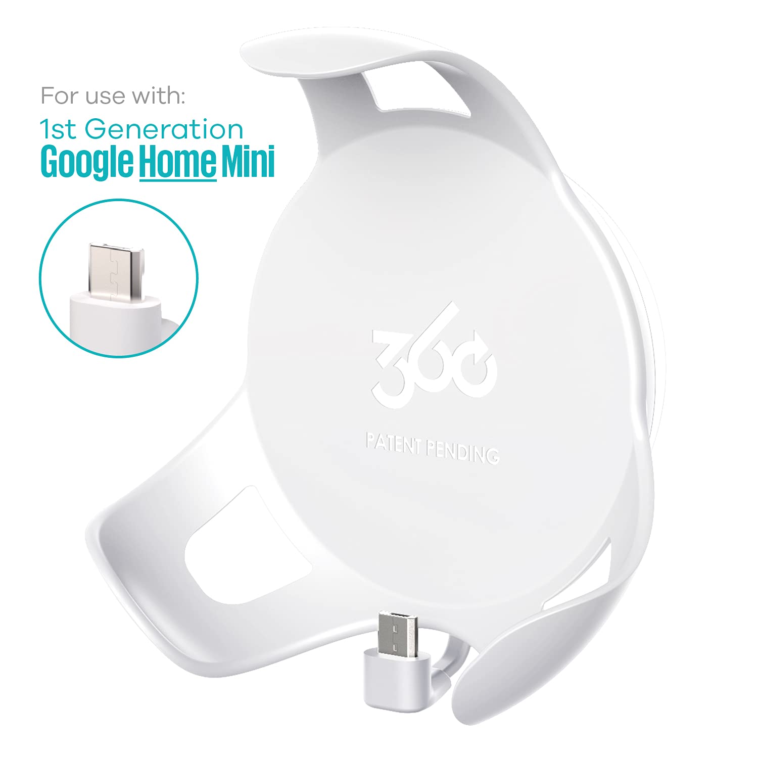 360 Electrical 360580 PowerClip Outlet Mount for Google Home Mini - Google Plug-in Bracket Stand Holder Case, for Kitchen, Bathroom, Bedroom, Living Room, Office, Chalk
